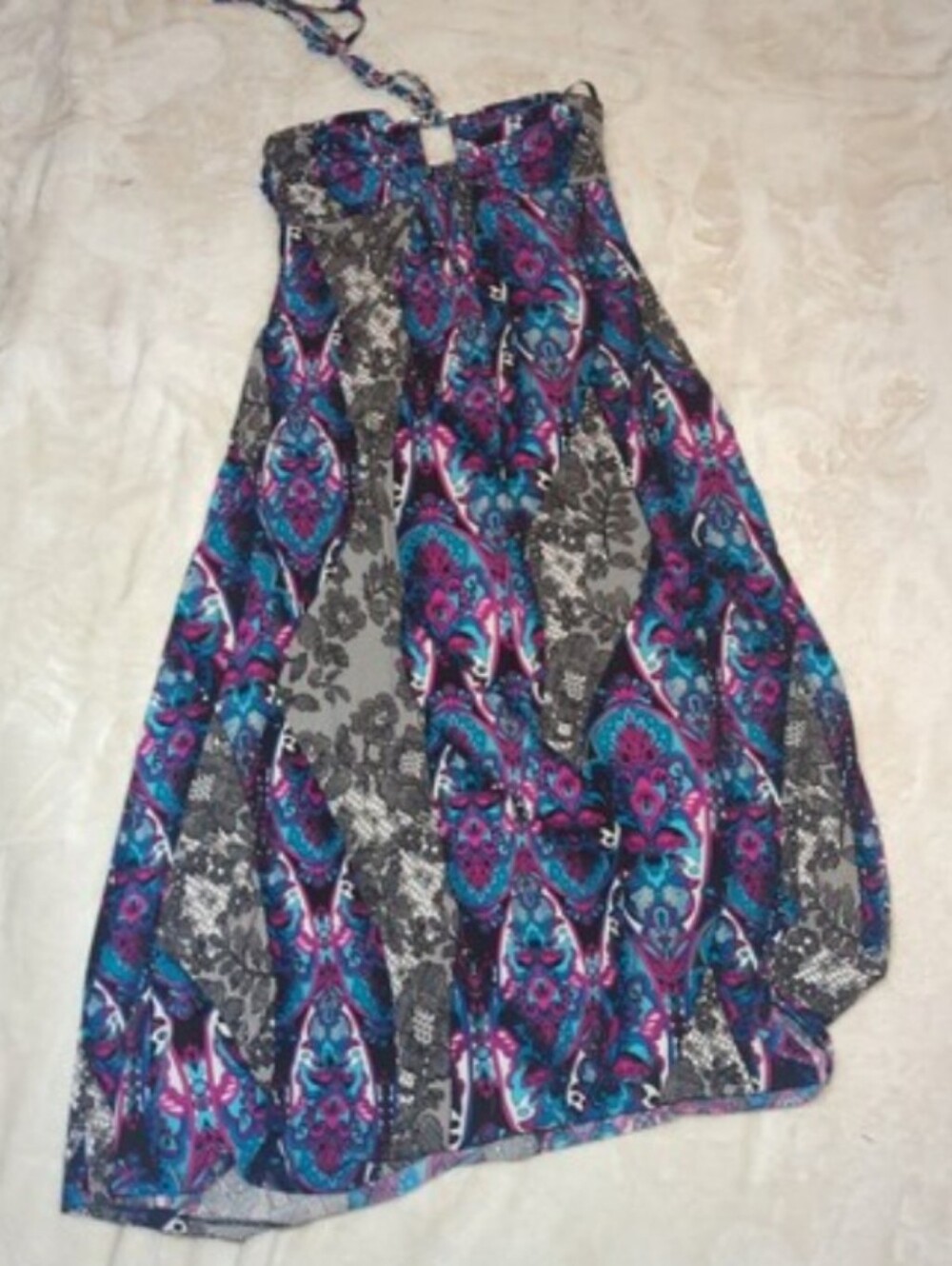 Sele Strapless Dress with Vibrant Pattern